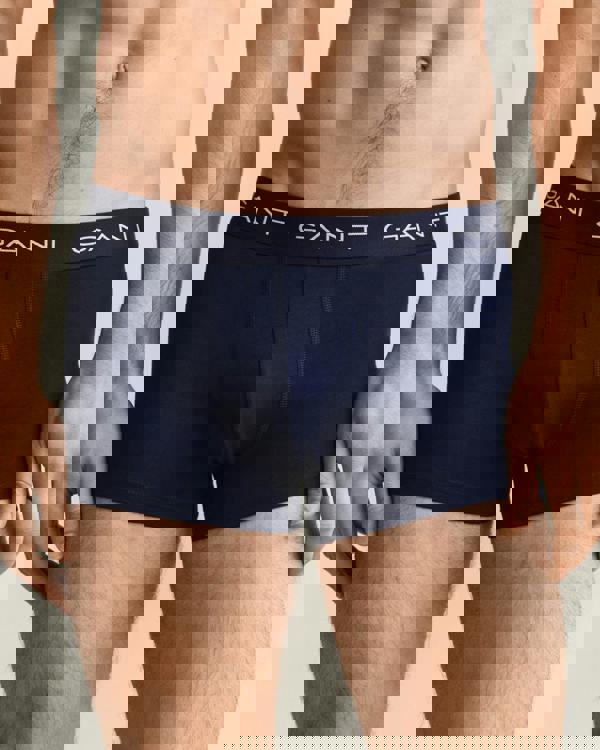 GANT 5-Pack Mens Trunks with Multi Coloured Waistbands - 410 Marine | CHO | Designer Mens Underwear