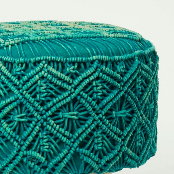 HOMESCAPES Willow Macrame Footstool - 43 cm Tall