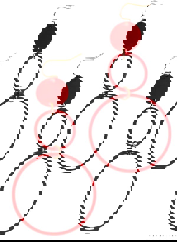 One Of A Kind Club Triple circle Earrings - Red