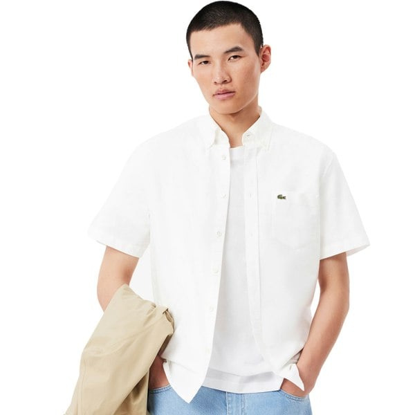 Lacoste Regular Fit Short Sleeved Oxford Shirt White