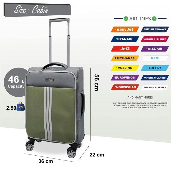 Eagle Luggage Lightweight Cabin 4 Wheel Soft Luggage Travel Bag