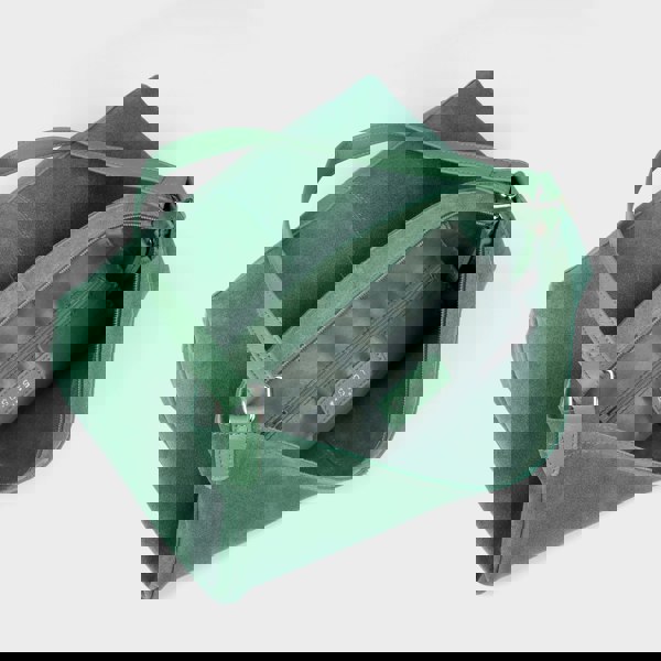 Assots London 'TINA' Green Suede Real Leather Unlined Slouchy Shopper Tote Bag