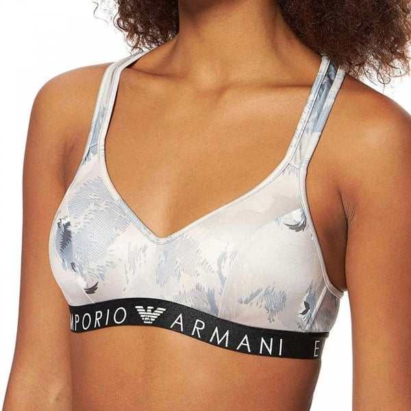 Emporio Armani Visibility Padded Bralette, Birds / Powder Pink Print