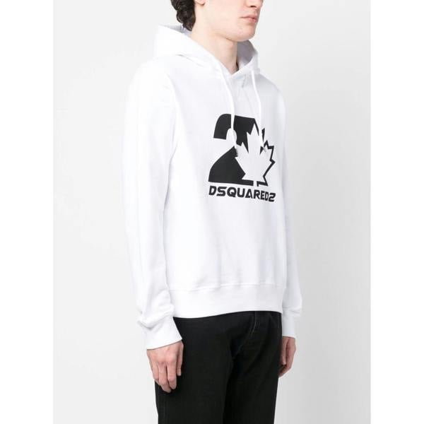 Dsquared Cool Fit Maple Leaf Hoodie   in  White
