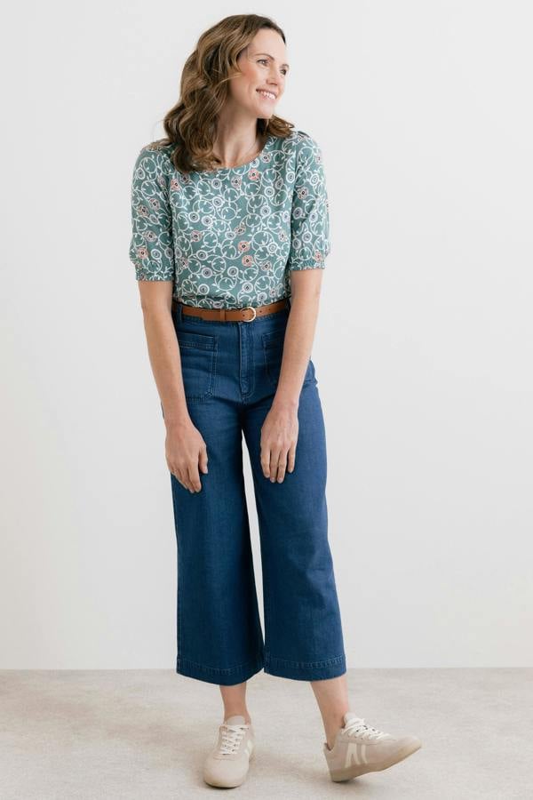 Lily & Me Meadow Printed Top Ocean