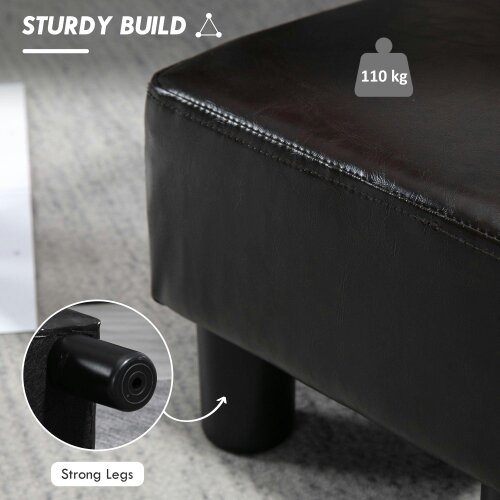 Wyld Haus Fatopa Brown Faux Leather Cube Footstool With 4 Plastic Feet