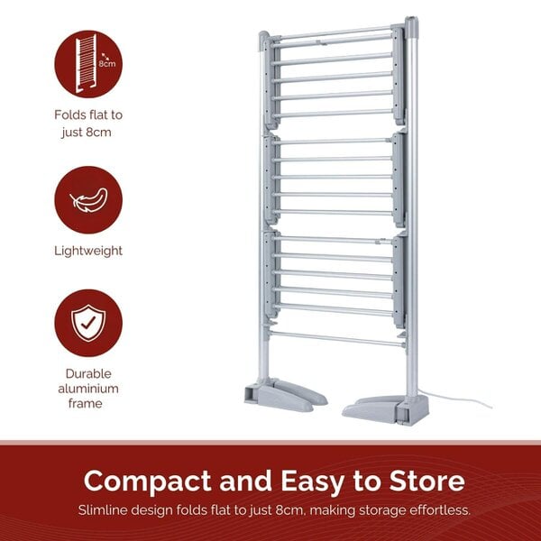 Rediffusion 3 Tier Compact Heated Clothes Airer with Cover