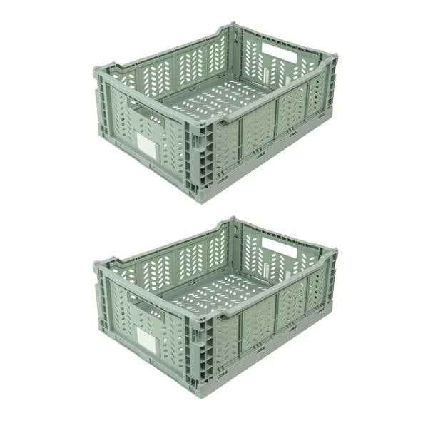 JVL STACKIT - Plastic Foldable Storage Crate - 14.5L - Green