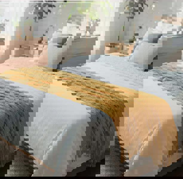 Anyhouz Anycozy Yellow Throw Blanket Knit Plaid Sofa Cover with Tassels 130x230cm