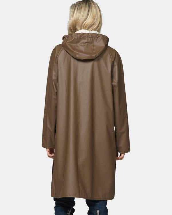 Ilse Jacobsen Rain Womens A - Line Rubberised Raincoat - Mud 206 | CHO | Designer Womens Rain Coats