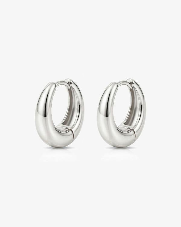 Teardrop Huggie Hoop Earrings in 18k Gold or Silver