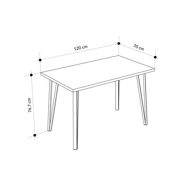 Decortie Xana Compact Rectangular Dining Table 4 Seater, Black Plastic 4-Legs Kitchen Table Dining Room 120x77.5cm Natural Oak