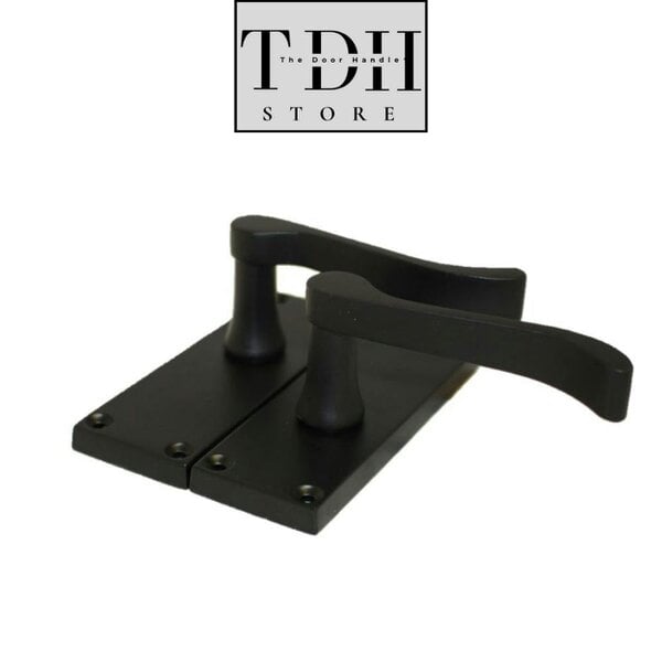 EDH Door Hardware Matt Black Victorian Scroll Door Handles on Backplate – 118mm x 42mm 4 Pairs