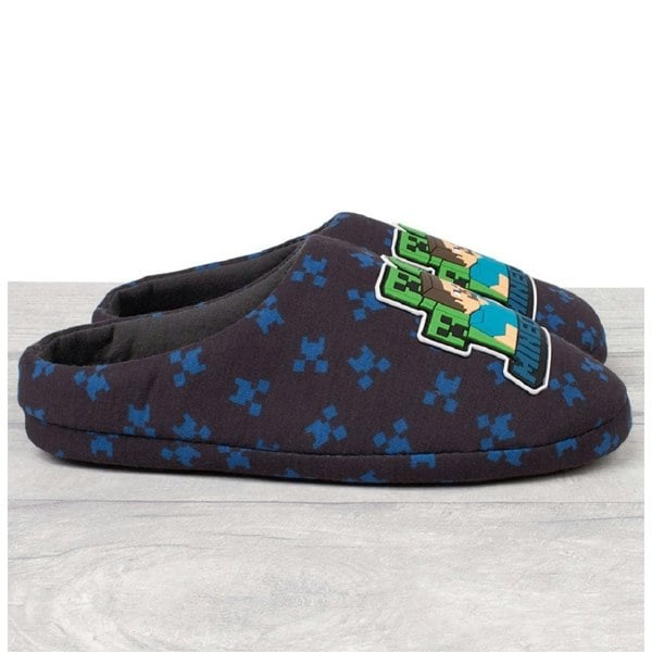 Minecraft Boys Steve And Creeper Slippers - Navy