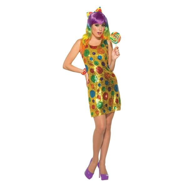 Bristol Novelty Womens/Ladies Clown Polka Dot Sequin Dress - Gold/Multicoloured - 