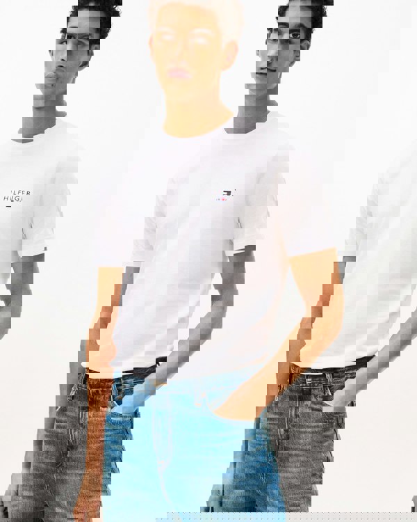 Tommy Hilfiger Brand Love Mens Small Hilfiger Logo T-Shirt - White