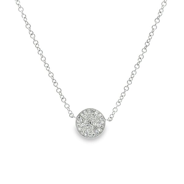 Reeves & Reeves 14ct Solid White Gold Diamond Disc Necklace
