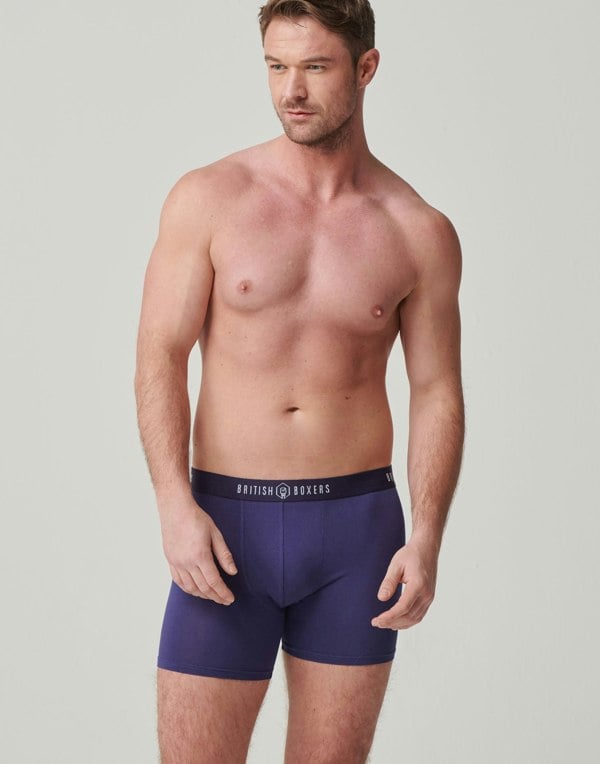 British Boxers Multipack 4 Pairs of Men's Bamboo Stretch Trunks - Blues