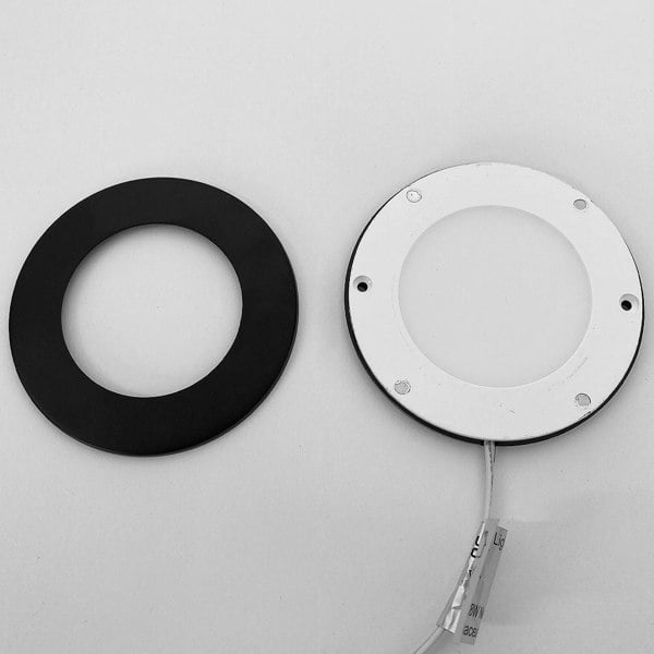 6x MATT BLACK Ultra-Slim Round Under Cabinet Kitchen Light & Driver Kit - Warm White Diffused LED - LoopsDirect