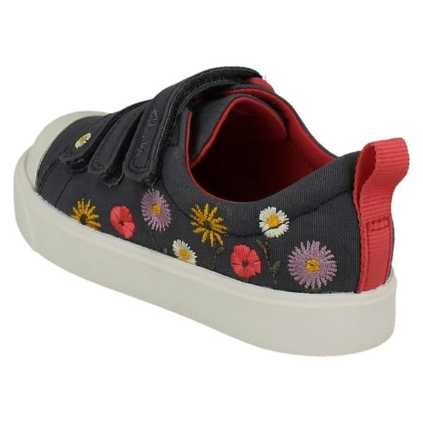 Clarks Girls Clarks Casual Floral Detail Hook And Loop Doodle City Vibe 24