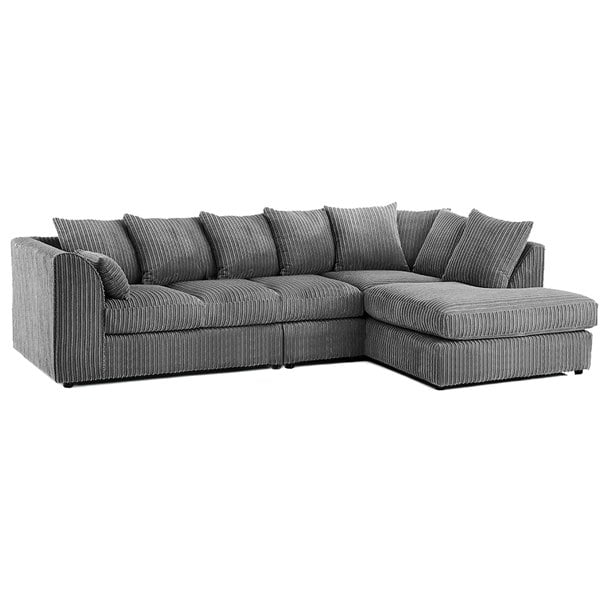 Furnishings For Less Luxor Full Cord Fabric 5 Seater Corner Sofa Scatter Back