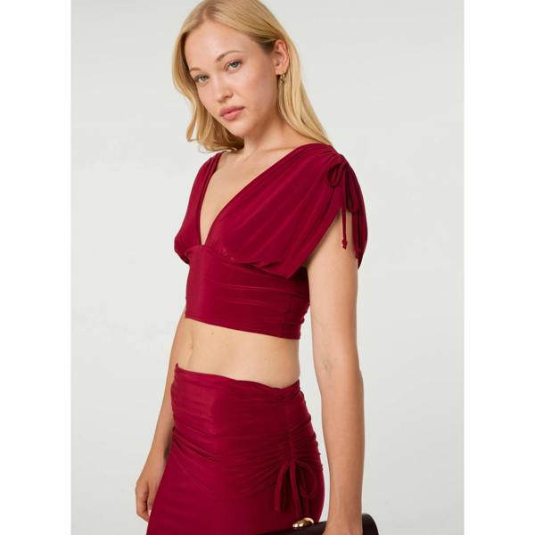 Pink Vanilla Ruched Shoulder Crop Top