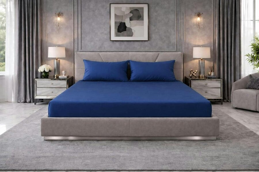 Night Zone Extra Deep Fitted Sheet 40cm – Polycotton Easy Care Bed Sheet - Royal Blue