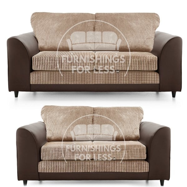 Furnishings For Less Luca Mixed Fabric Sofa Suite - Full Back