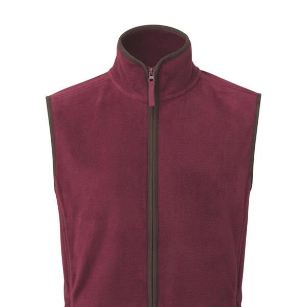 Premier Mens Artisan Fleece Gilet - Burgundy/Brown