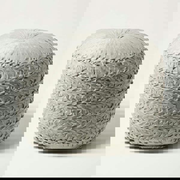 HOMESCAPES Grace Pleated Velvet Pouffe