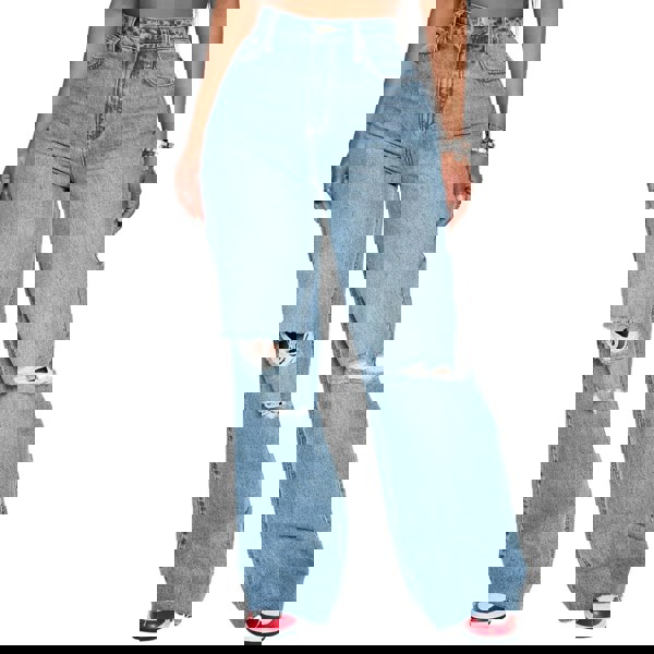 Fashion Nova Tough Love Baggy Ripped Jeans Medium Wash Jeans