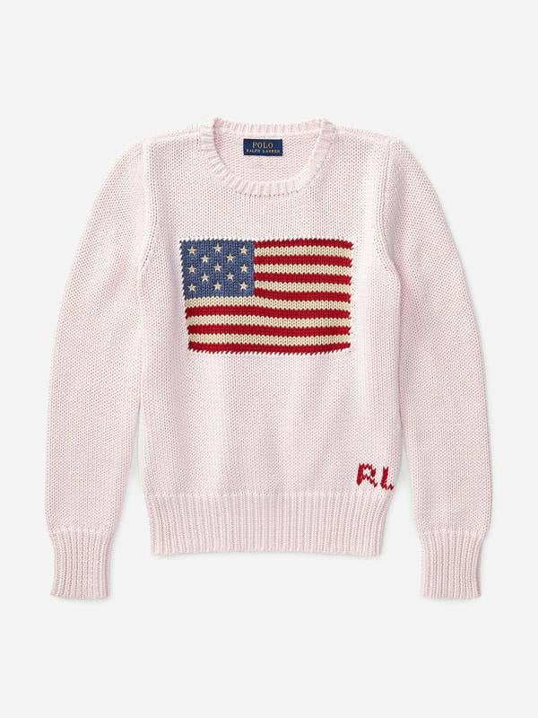 Ralph Lauren Kids Ralph Lauren Girls USA Flag Jumper in Pink