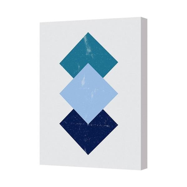 Benjamin Tate Design Abstract Geometric Diamond Canvas Wall Art In Blue Tones