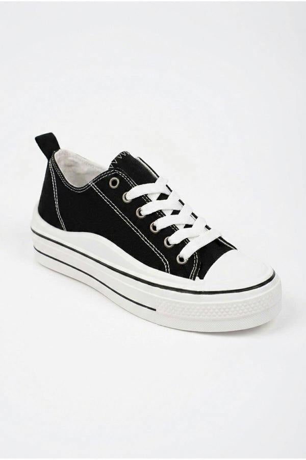 Saoirse Low Top Canvas Trainers - Black