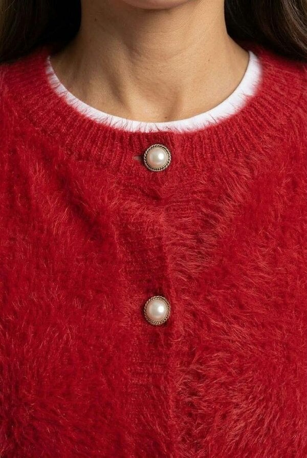 Izabel London Textured Pearl Button Detail Cardigan