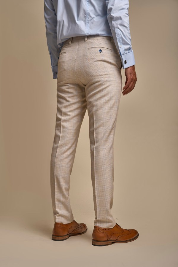 House of Cavani Caridi Short Check Three Piece Suit - Beige