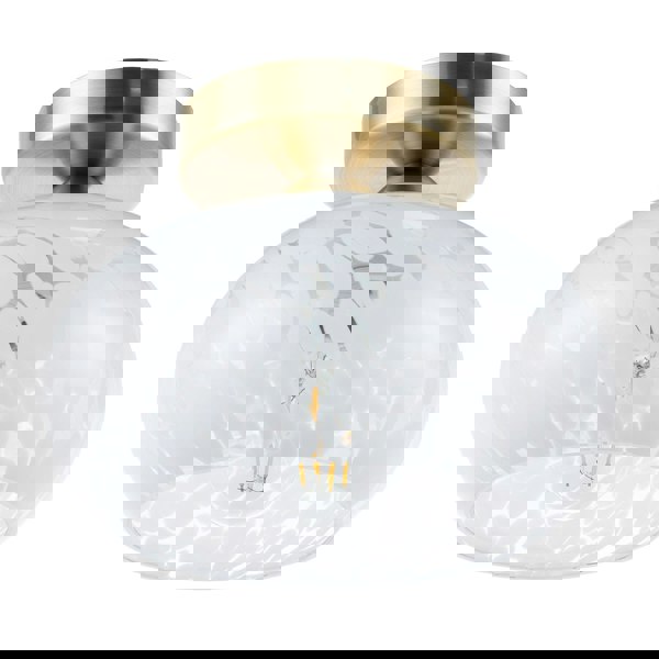 Antique Brass Ceiling Light Fitting with White Snowflake Glass Shade Image 4