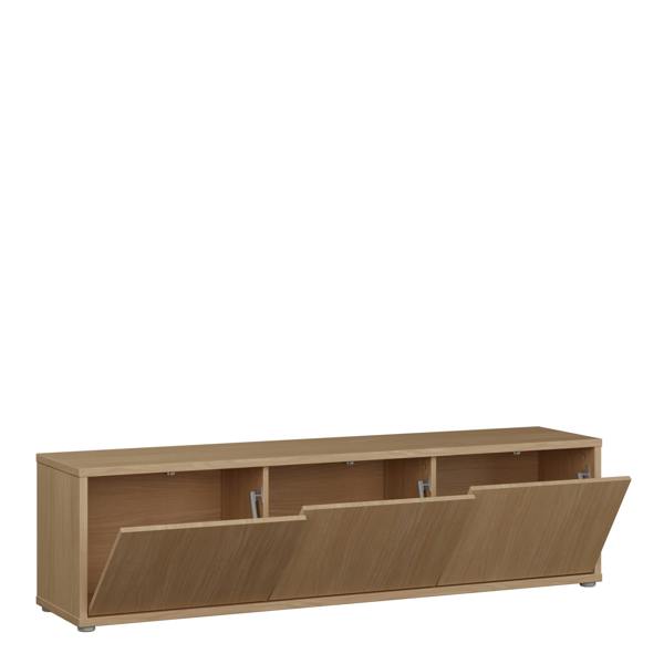 Furniture To Go Alice Springs Wide TV Cabinet with 3 Doors Push-to-Open in Elegancia Oak