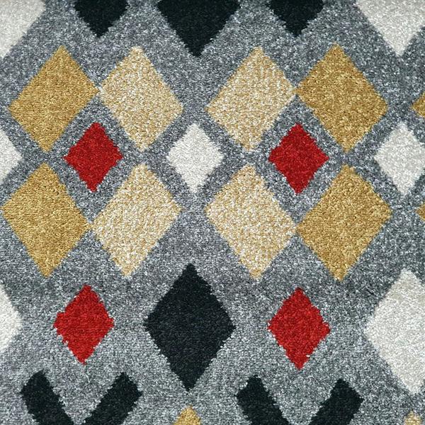 Grey Rug Modern Red Yellow Mustard Patterned Rug Woven Carpet Small Large New