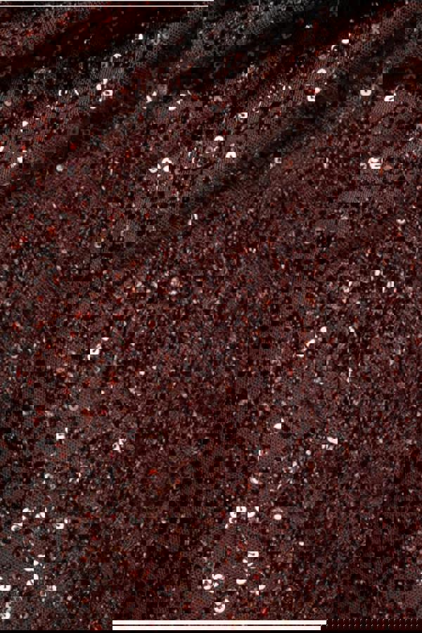 Cap Sleeve Iridescent Sequin Cowl Maxi Dress - Brown DR4633