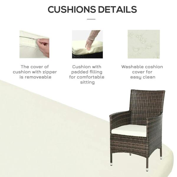 White removable cushion on brown rattan armchair