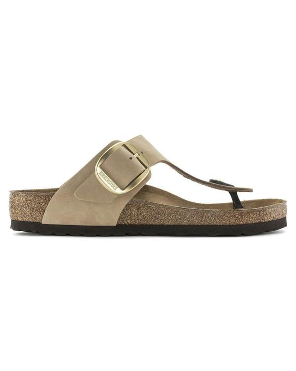 Birkenstock Gizeh Big Buckle Nubuck Leather Womens Sandals - Sandcastle - CHO - Designer Womens Sandals