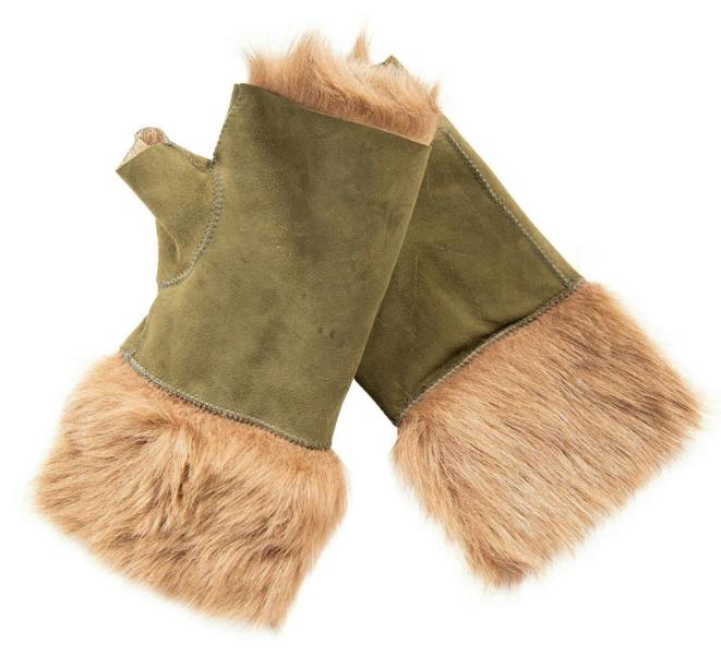 Infinity Leather Womens Shearling  Mittens Fingerless Cuffs Toscana Suede Sheepskin Fur