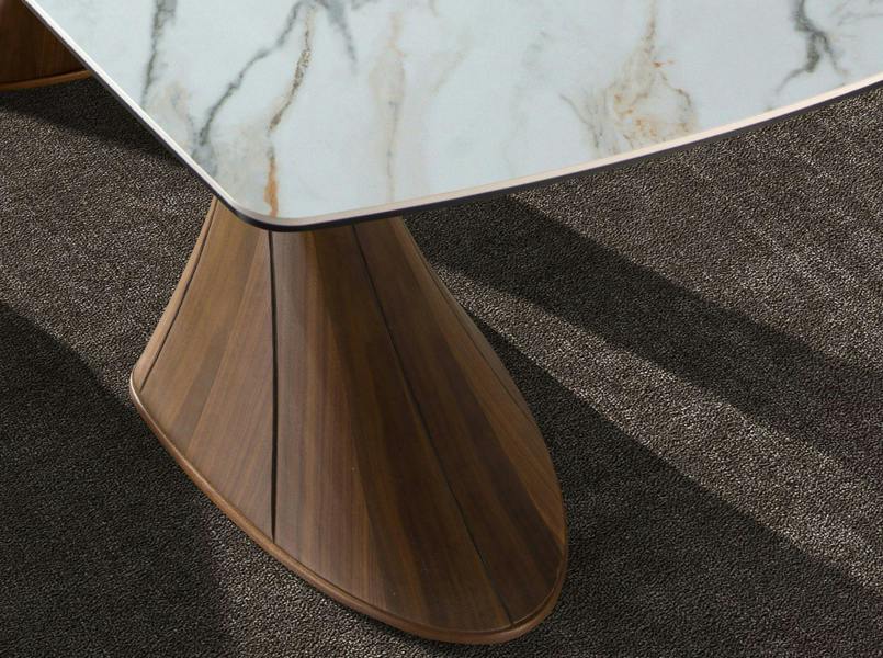 Angel Cerdá Barrel-shaped oval dining table with porcelain marble and walnut 1174