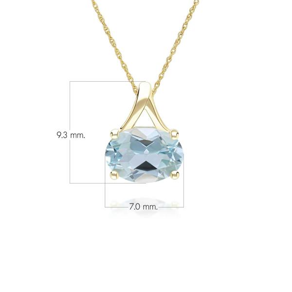 Gemondo Classic Oval Sky Blue Topaz Pendant Necklace in 9ct Yellow Gold 7x5mm