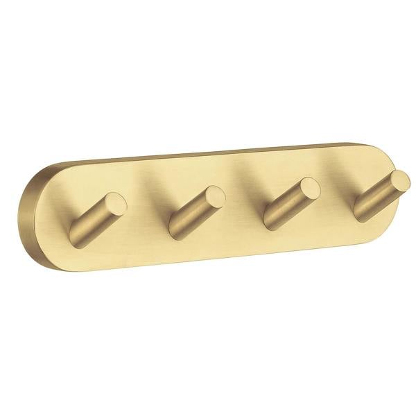 Brushed brass quadruple towel hook
