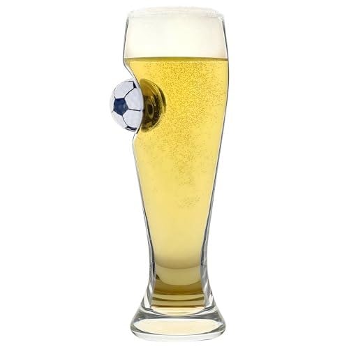 SPORTGIFTZ Football-Themed Pilsner Beer Glass | Unique Sports Fan Gift | Tall Crystal-Clear Glass for Beer Lovers