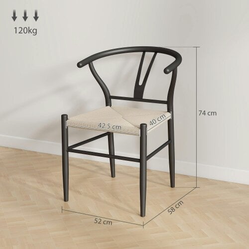 Wyld Haus Ranopa Woven Hemp And Wood Black And Beige Dining Chairs Set Of 2 With Y ShaFauxd Backrest