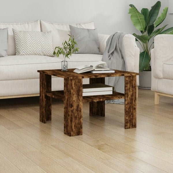 Berkfield Coffee Table Smoked Oak 60x60x42 cm Engineered Wood