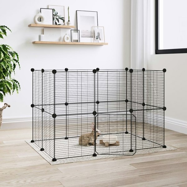 Berkfield 20-Panel Pet Cage with Door Black 35x35 cm Steel